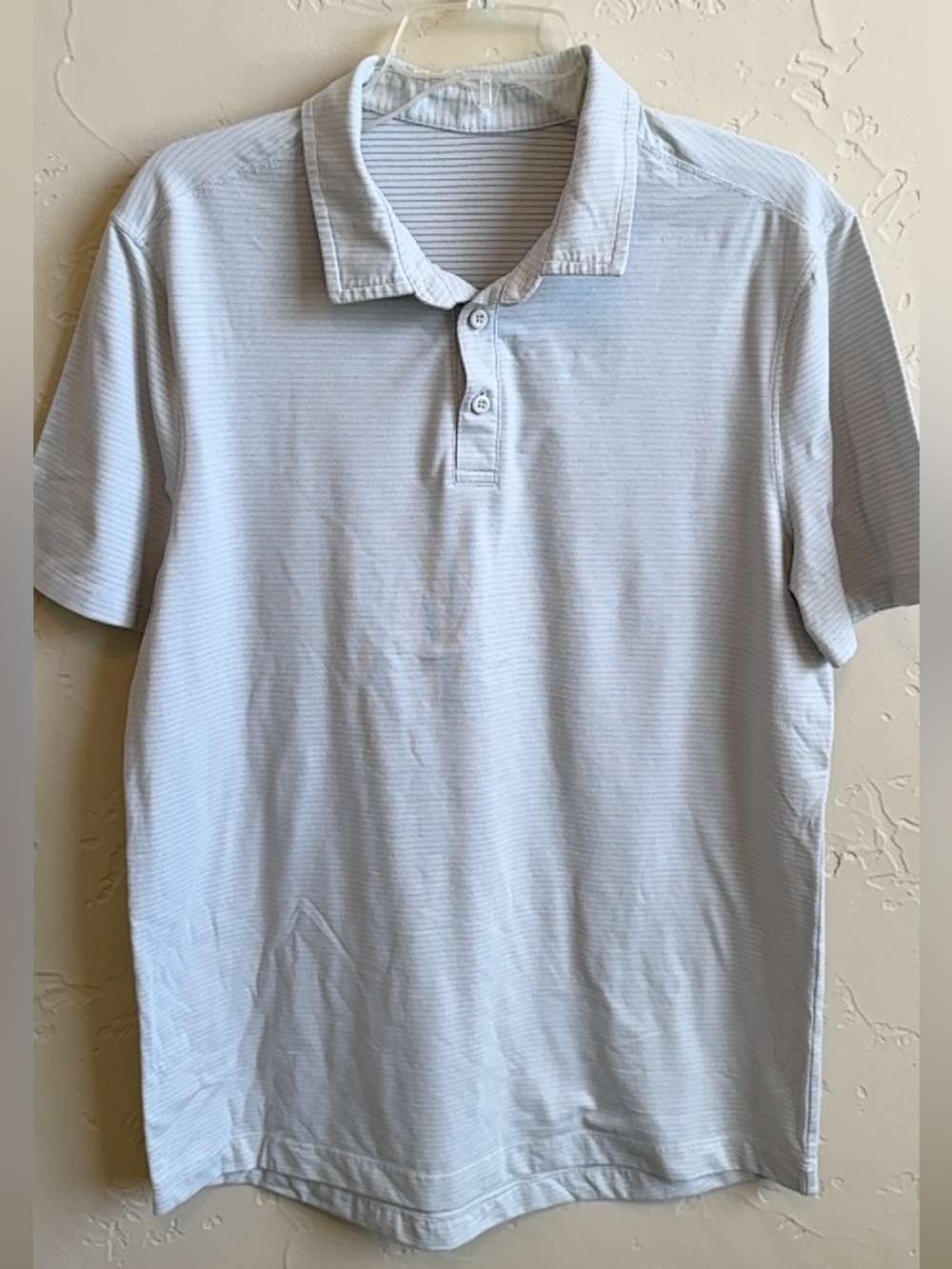 lululemon athletica Men's Pale Blue Thin-Striped Polo
